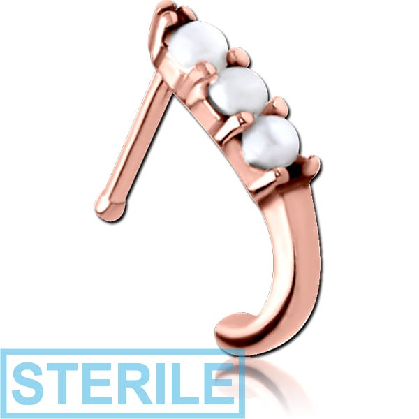 STERILE ROSE GOLD PVD COATED SURGICAL STEEL JEWELLED WRAP AROUND NOSE BONE