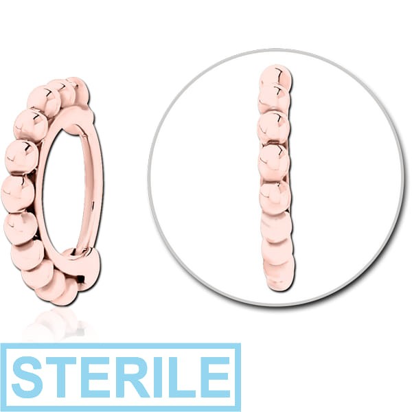 STERILE ROSE GOLD PVD COATED SURGICAL STEEL NOSE CLCKER RING