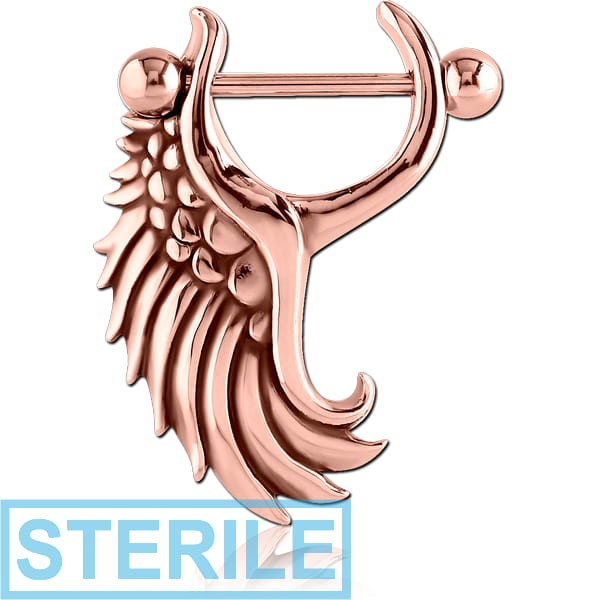 STERILE ROSE GOLD PVD COATED SURGICAL STEEL NIPPLE SHIELD - FANCY WING
