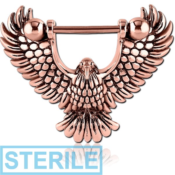 STERILE ROSE GOLD PVD COATED SURGICAL STEEL NIPPLE SHIELD - EAGLE