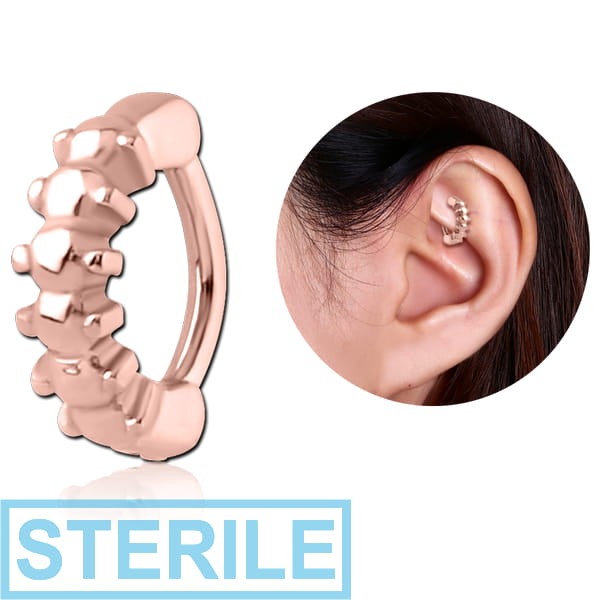 STERILE ROSE GOLD PVD COATED SURGICAL STEEL ROOK CLICKER - CATERPILLAR