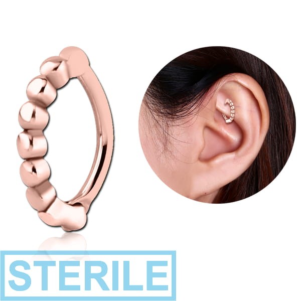 STERILE ROSE GOLD PVD COATED SURGICAL STEEL ROOK CLICKER - DOTS