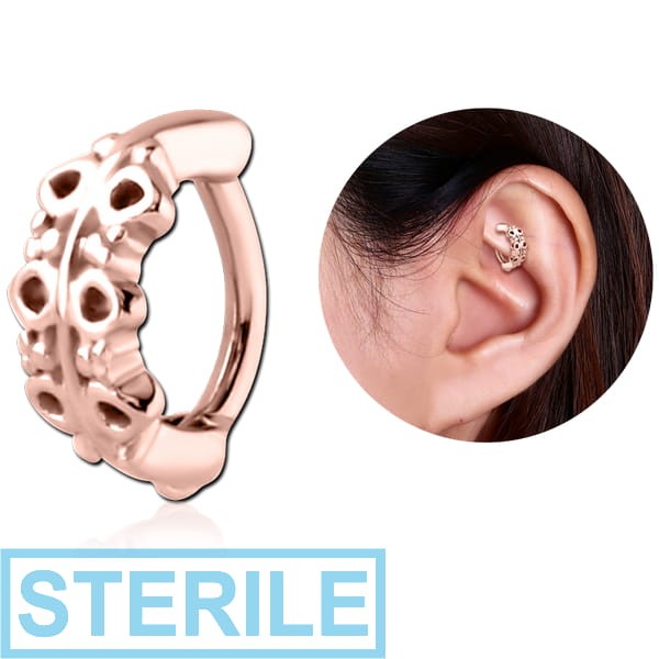 STERILE ROSE GOLD PVD COATED SURGICAL STEEL ROOK CLICKER - FILIGREE