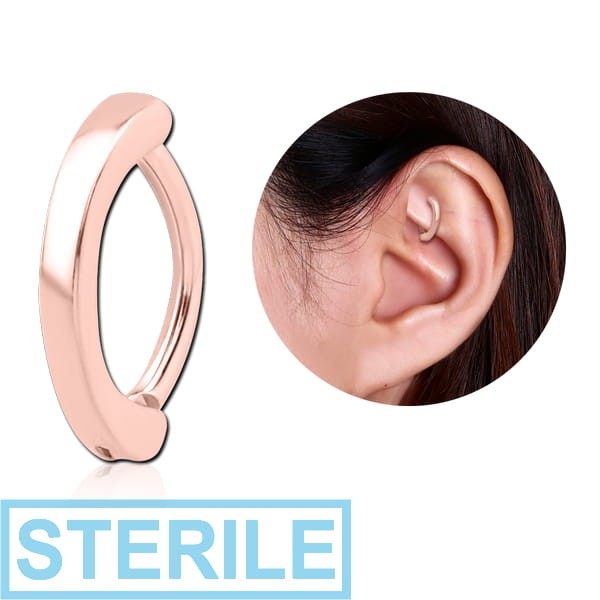 STERILE ROSE GOLD PVD COATED SURGICAL STEEL ROOK CLICKER - PLAIN SMOOTH