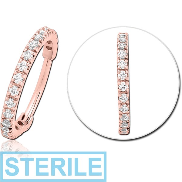 STERILE ROSE GOLD PVD COATED SURGICAL STEEL PRONG SET CRYSTAL JEWELLED MULTI PURPOSE CLICKER