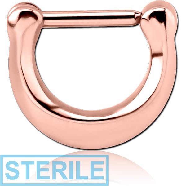 STERILE ROSE GOLD PVD COATED SURGICAL STEEL HINGED SEPTUM CLICKER