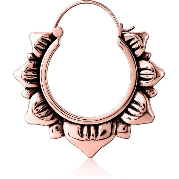 STERILE ROSE GOLD PVD COATED SURGICAL STEEL HOOP EARRING FOR TUNNEL