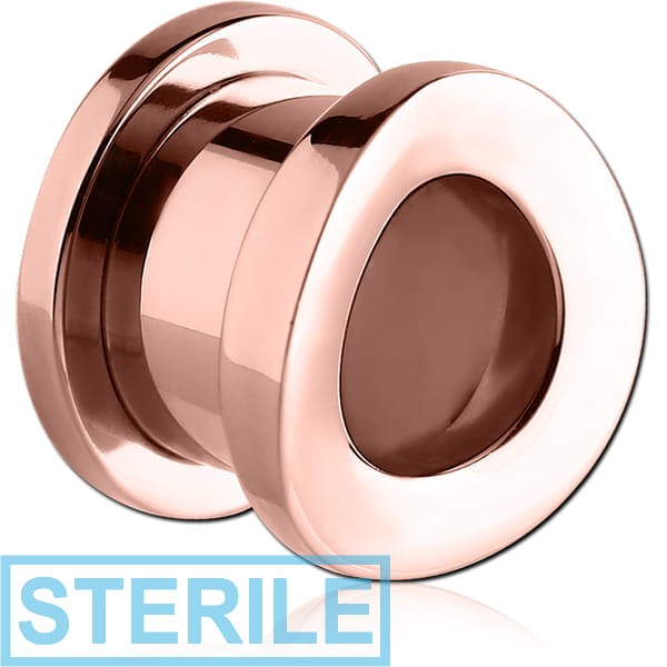 STERILE ROSE GOLD PVD COATED STAINLESS STEEL THREADED TUNNEL - CONVEX