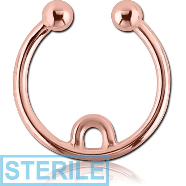 STERILE ROSE GOLD PVD COATED SURGICAL STEEL FAKE SEPTUM RING - INNER HOOP