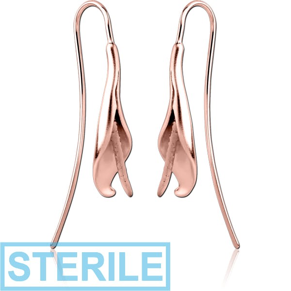 STERILE STERLING SILVER 925 ROSE GOLD PVD COATED EARRINGS PAIR - FLOWER