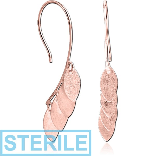 STERILE STERLING SILVER 925 ROSE GOLD PVD COATED EARRINGS MATT FINISH PAIR