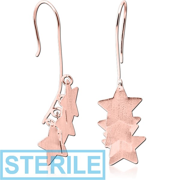 STERILE STERLING SILVER 925 ROSE GOLD PVD COATED EARRINGS MATT FINISH PAIR
