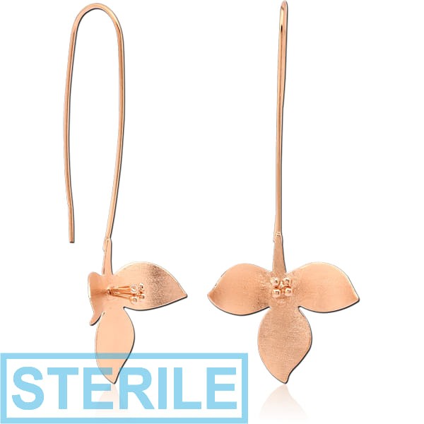 STERILE STERLING SILVER 925 ROSE GOLD PVD COATED MATT FINISH EARRINGS PAIR - FLOWER