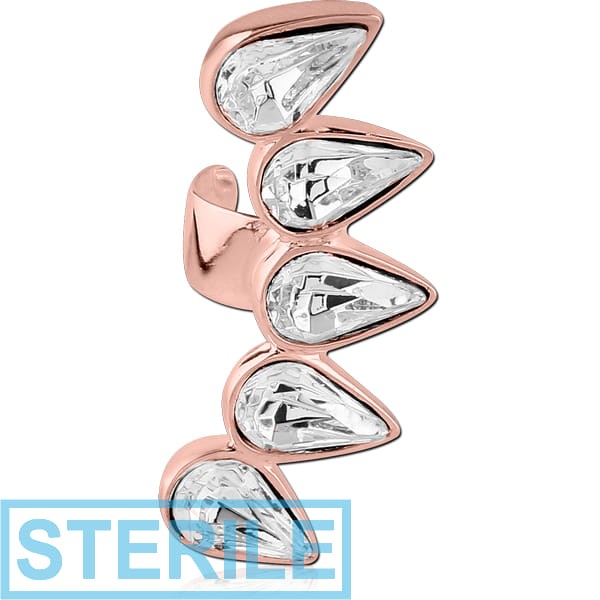 STERILE STERLING SILVER 925 ROSE GOLD PVD COATED EAR CUFF