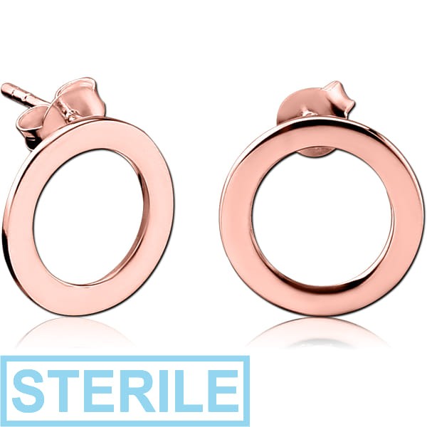 STERILE STERLING SILVER 925 ROSE GOLD PVD COATED EAR STUDS PAIR