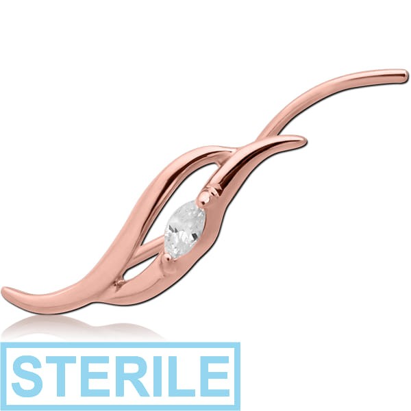 STERILE STERLING SILVER 925 ROSE GOLD PVD COATED JEWELLED EAR VINE - LEFT