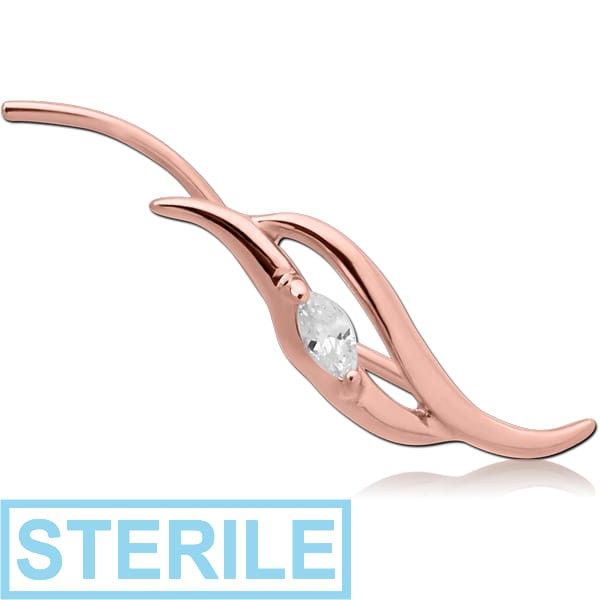 STERILE STERLING SILVER 925 ROSE GOLD PVD COATED JEWELLED EAR VINE - RIGHT