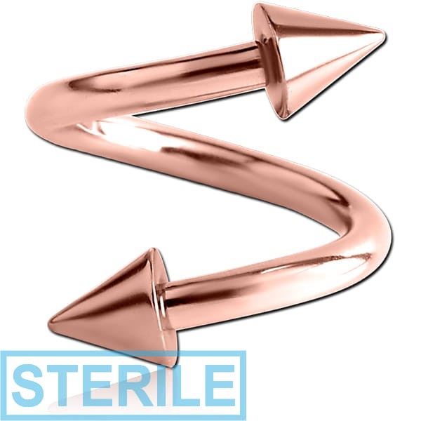 STERILE ROSE GOLD PVD COATED SURGICAL STEEL BODY SPIRAL WITH CONES