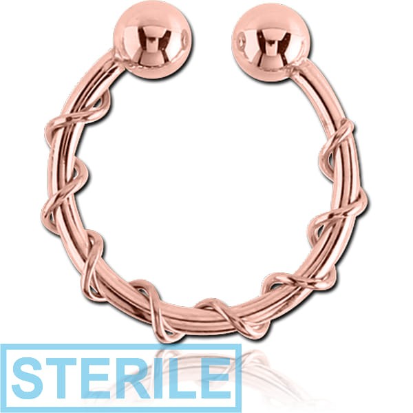 STERILE ROSE GOLD PVD COATED SURGICAL STEEL NOSE RING