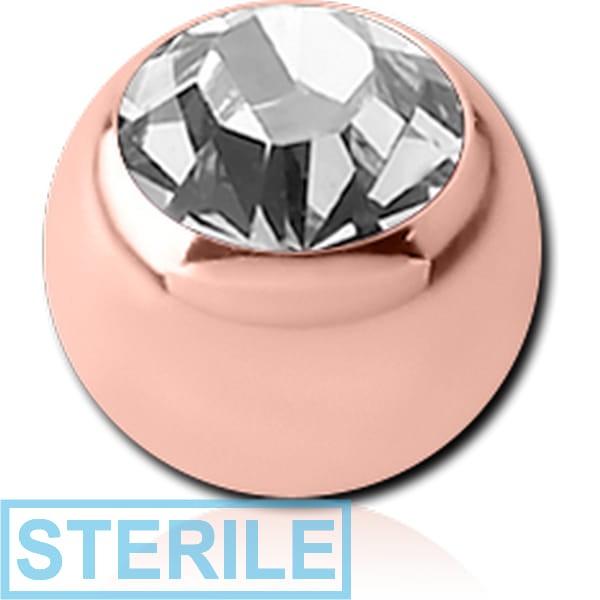 STERILE ROSE GOLD PVD COATED TITANIUM HIGH END CRYSTAL JEWELLED BALLS