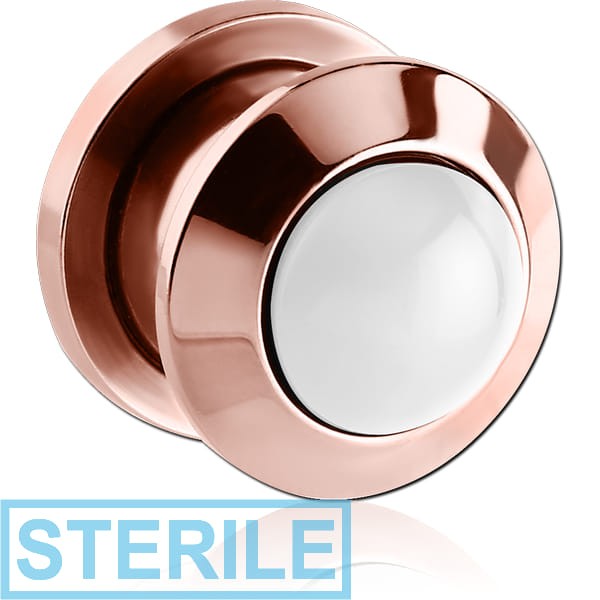 STERILE ROSE GOLD PVD COATED STAINLESS STEEL THREADED TUNNEL