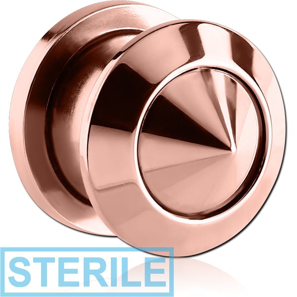 STERILE ROSE GOLD PVD COATED STAINLESS STEEL THREADED TUNNEL