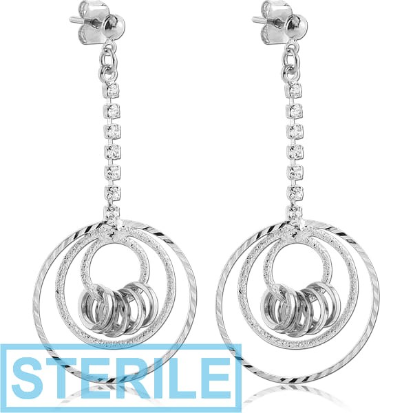STERILE RHODIUM PLATED BRASS EAR STUDS PAIR