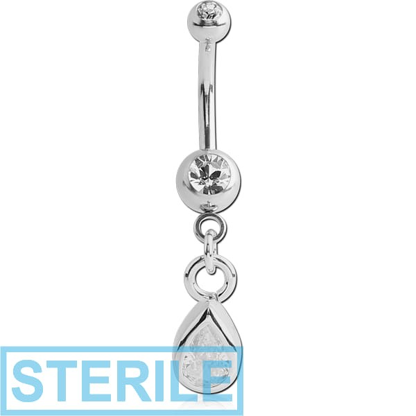 STERILE SURGICAL STEEL DOUBLE HIGH END CRYSTAL JEWELLED MINI NAVEL BANANA WITH HOOP
