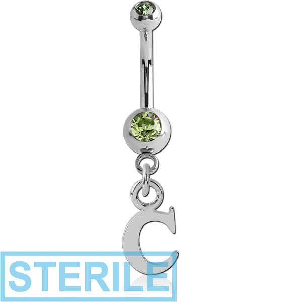 STERILE SURGICAL STEEL DOUBLE HIGH END CRYSTAL JEWELLED MINI NAVEL BANANA WITH HOOP