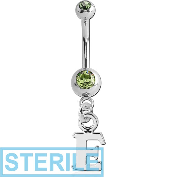 STERILE SURGICAL STEEL DOUBLE HIGH END CRYSTAL JEWELLED MINI NAVEL BANANA WITH HOOP