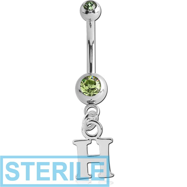 STERILE SURGICAL STEEL DOUBLE HIGH END CRYSTAL JEWELLED MINI NAVEL BANANA WITH HOOP