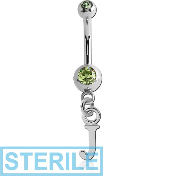 STERILE SURGICAL STEEL DOUBLE HIGH END CRYSTAL JEWELLED MINI NAVEL BANANA WITH HOOP