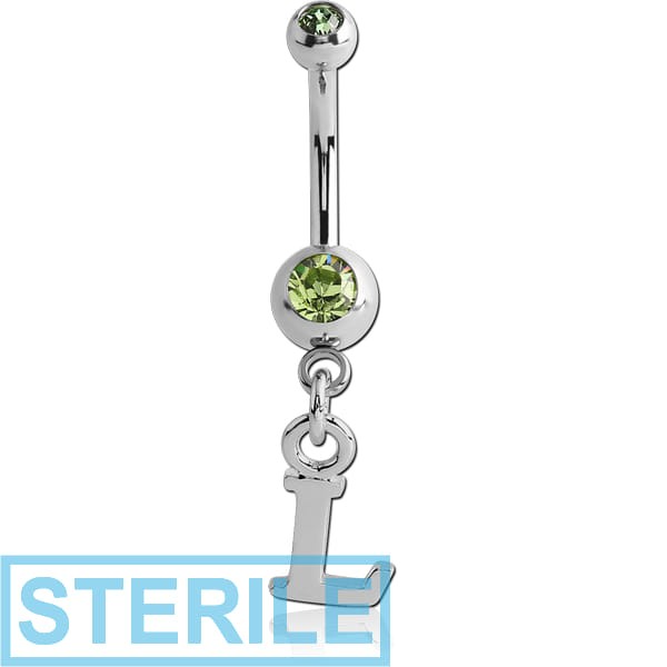 STERILE SURGICAL STEEL DOUBLE HIGH END CRYSTAL JEWELLED MINI NAVEL BANANA WITH HOOP