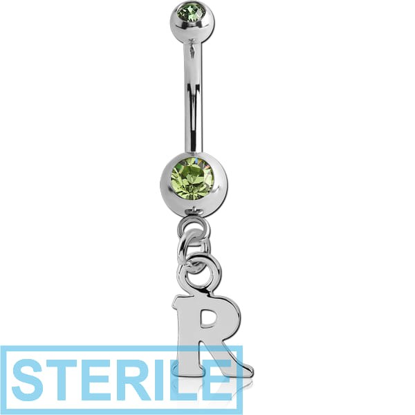 STERILE SURGICAL STEEL DOUBLE HIGH END CRYSTAL JEWELLED MINI NAVEL BANANA WITH HOOP