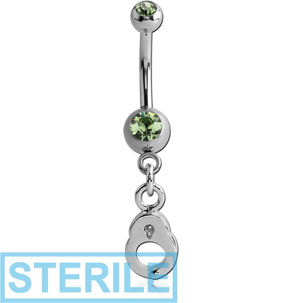 STERILE SURGICAL STEEL DOUBLE SWAROVSKI CRYSTAL JEWELLED MINI NAVEL BANANA WITH HOOP