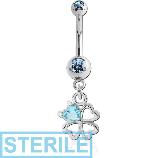 STERILE SURGICAL STEEL DOUBLE HIGH END CRYSTAL JEWELLED MINI NAVEL BANANA WITH HOOP