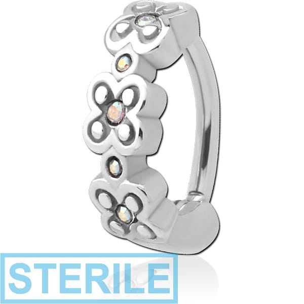 STERILE SURGICAL STEEL JEWELLED BELLY CLICKER - FLOWERS