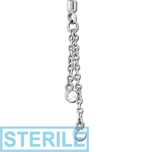 STERILE SURGICAL STEEL JEWELLED SCREW ON CHARM WITH MICRO THREADED CUP