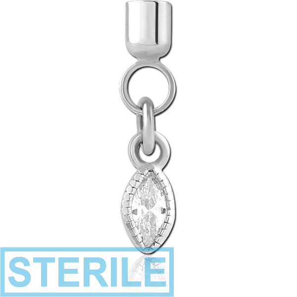 STERILE SURGICAL STEEL JEWELLED SCREW ON CHARM WITH MICRO THREADED CUP