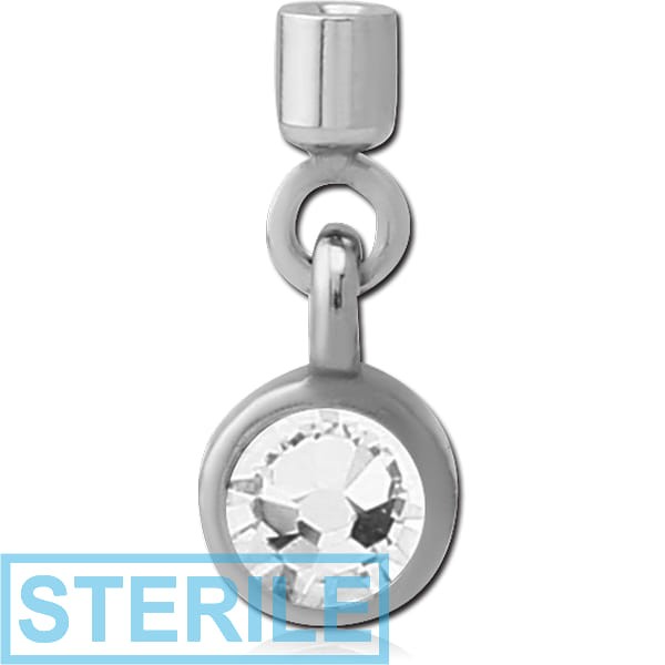 STERILE SURGICAL STEEL JEWELLED SCREW ON CHARM WITH MICRO THREADED CUP - CIRCLE