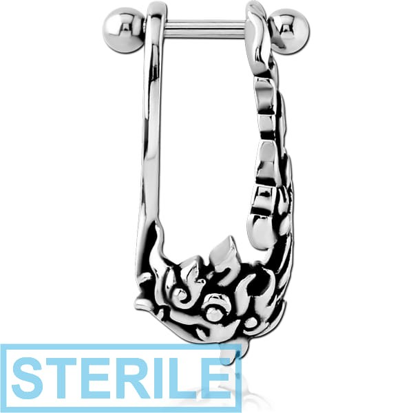 STERILE SURGICAL STEEL CARTILAGE SHIELD - LEFT FLAMES