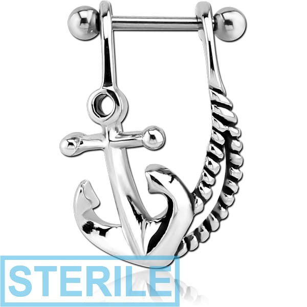STERILE SURGICAL STEEL CARTILAGE SHIELD - LEFT ANCHOR AND ROPE