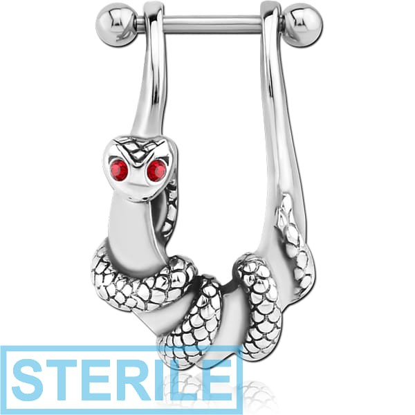 STERILE SURGICAL STEEL JEWELLED CARTILAGE SHIELD - SNAKE LEFT
