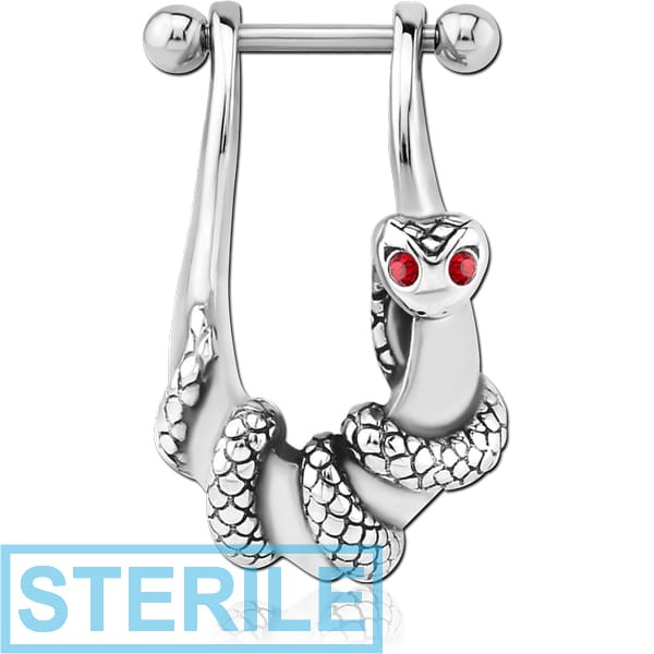 STERILE SURGICAL STEEL JEWELLED CARTILAGE SHIELD - SNAKE RIGHT