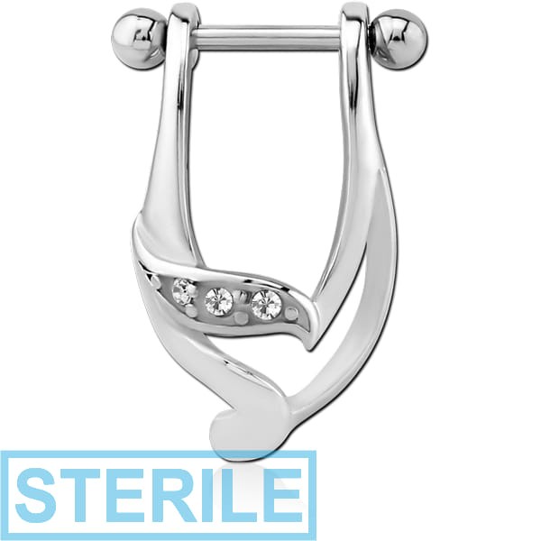 STERILE SURGICAL STEEL JEWELLED CARTILAGE SHIELD - LEFT