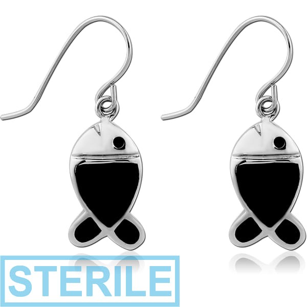 STERILE SURGICAL STEEL EARRINGS PAIR WITH ONYX