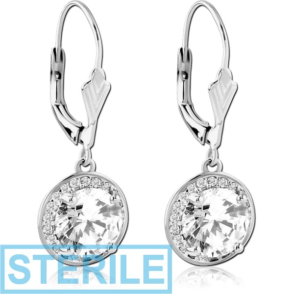 STERILE SURGICAL STEEL JEWELLED EARRINGS PAIR