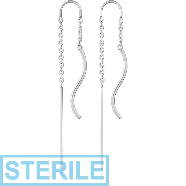 STERILE SURGICAL STEEL CHAIN EARRINGS PAIR