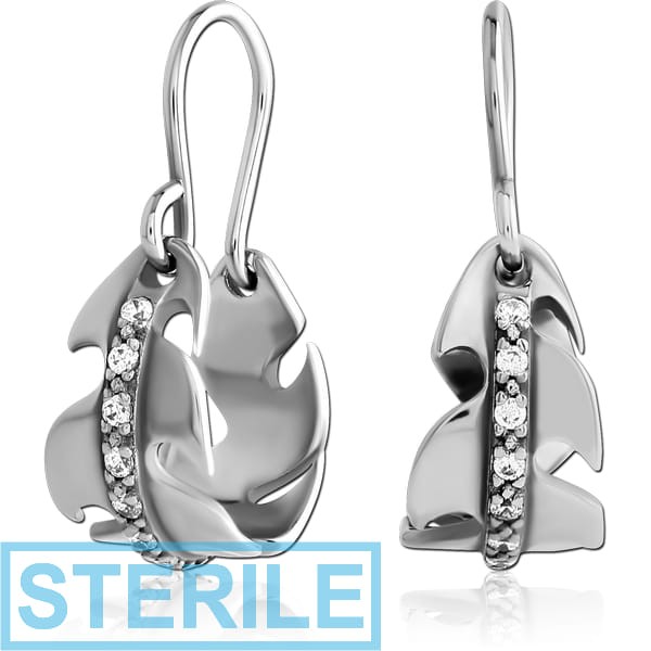 STERILE SURGICAL STEEL JEWELLED EARRINGS PAIR