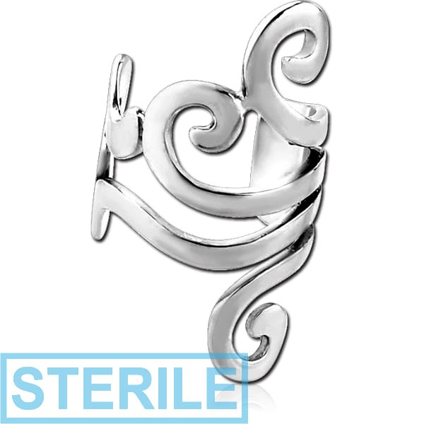 STERILE SURGICAL STEEL EAR CUFF - CURVED LINES